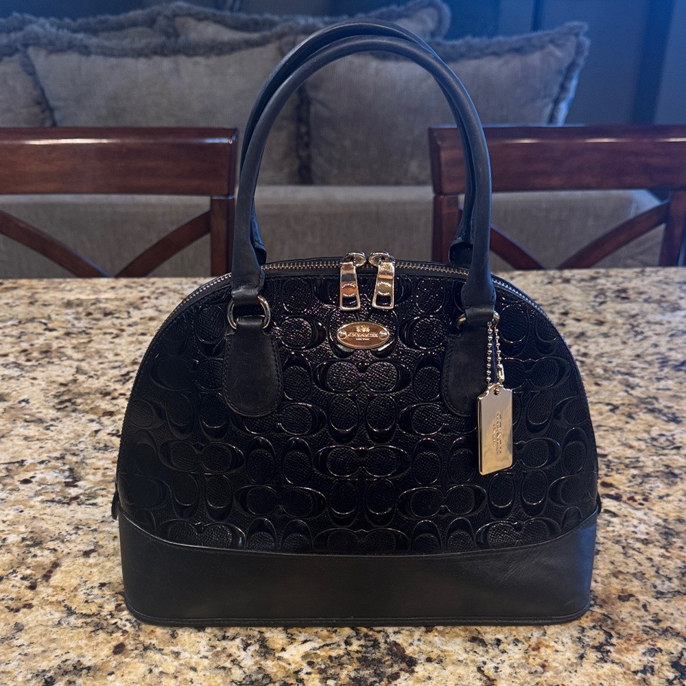 Coach Black Embossed Dome Satchel - Picture 2 of 11